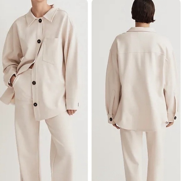 Madewell Tops - Madewell Ponte Oversized Shirt Jacket Linen Ivory Large NWT